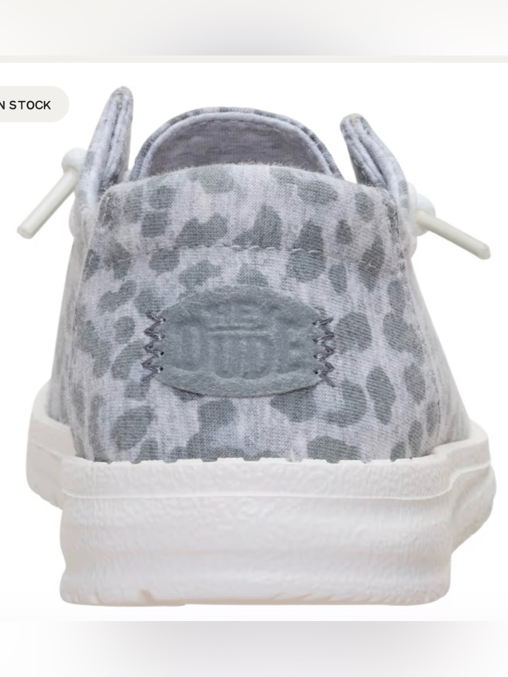 New Hey Dude Wendy Stretch Jersey Grey Leopard Size 8 Women - Picture 7 of 8